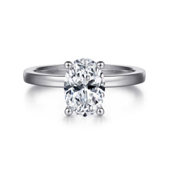 14K White Gold Oval Diamond Engagement Ring