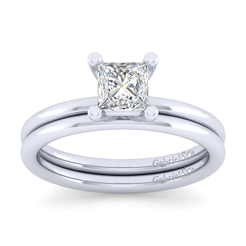 Paula - 14K White Gold Princess Cut Diamond Engagement Ring - Shot 4