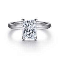 Paula - 14K White Gold Rectangular Radiant Cut Diamond Engagement Ring