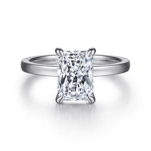 Paula - 14K White Gold Rectangular Radiant Cut Diamond Engagement Ring