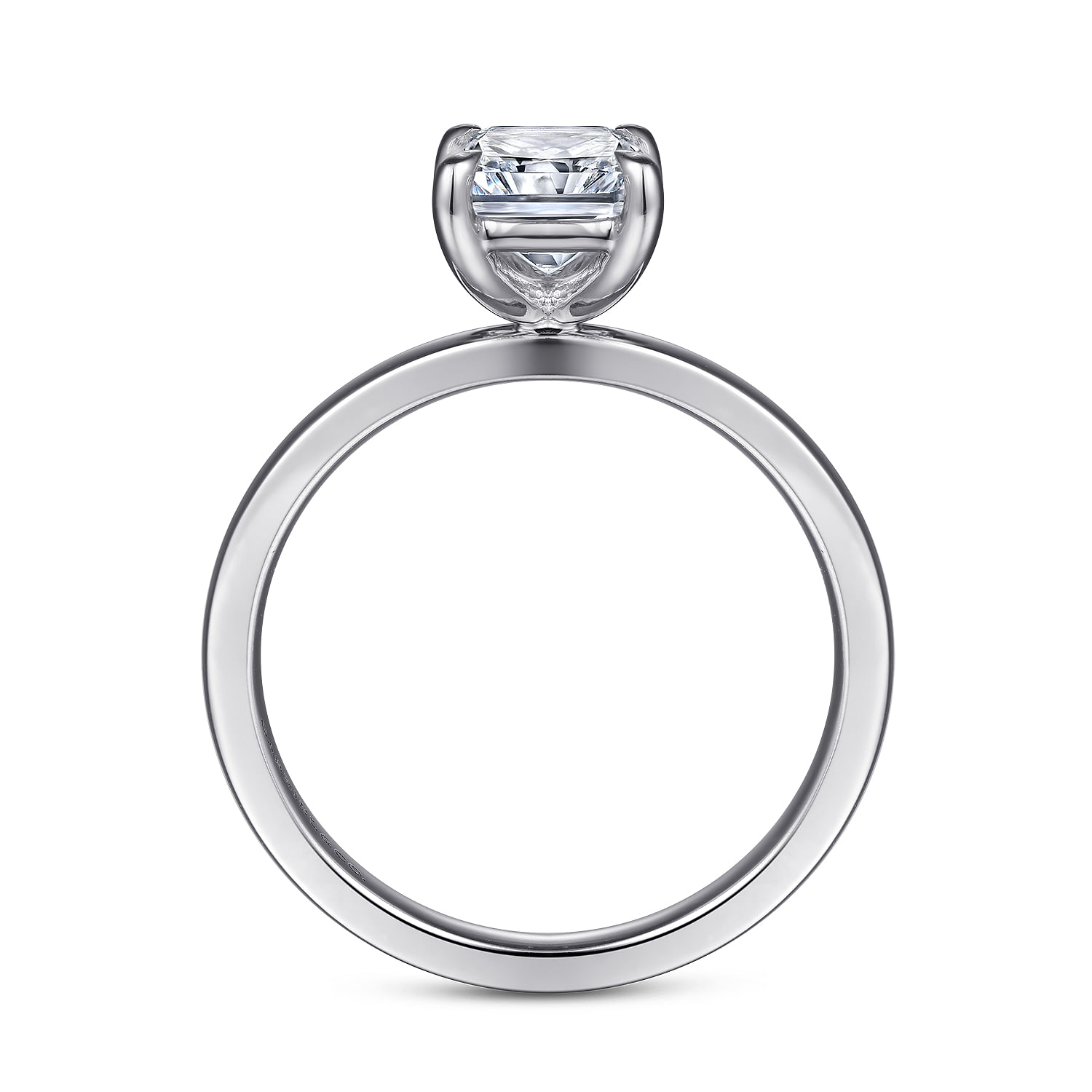 Paula - 14K White Gold Rectangular Radiant Cut Diamond Engagement Ring