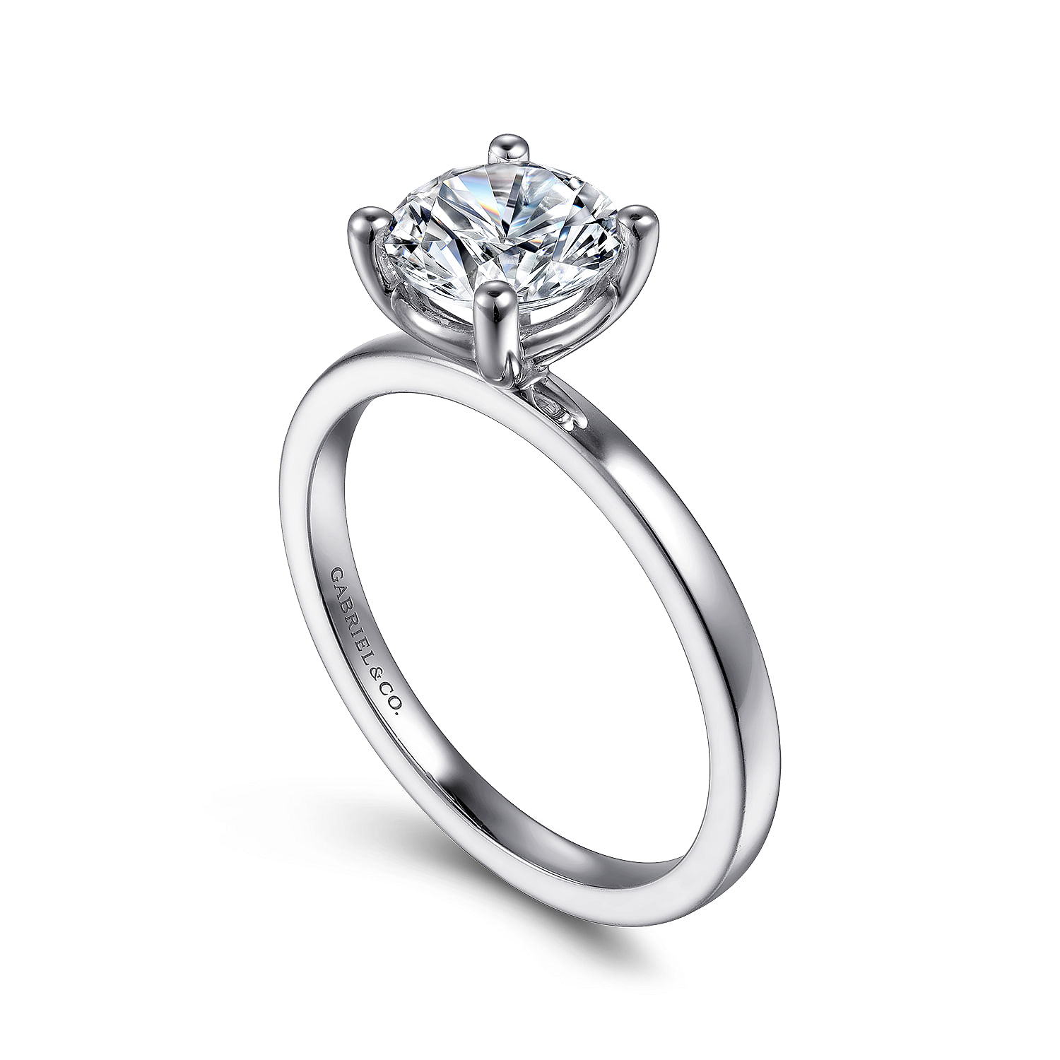 Paula - 14K White Gold Round Diamond Engagement Ring - Shot 3