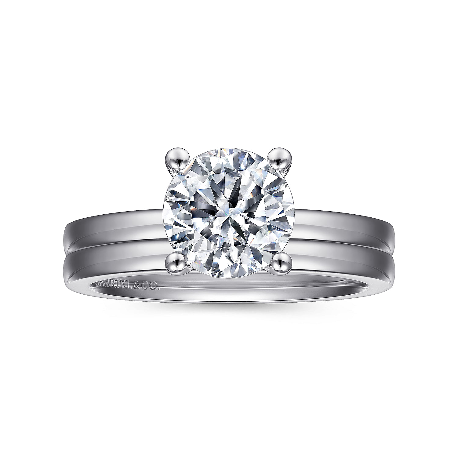 Paula - 14K White Gold Round Diamond Engagement Ring - Shot 4