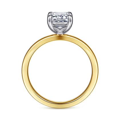 Paula - 14K White-Yellow Gold Emerald Cut Diamond Engagement Ring