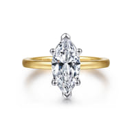 Paula - 14K White-Yellow Gold Marquise Diamond Engagement Ring
