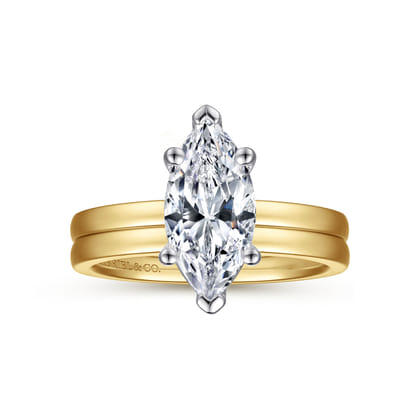 Paula - 14K White-Yellow Gold Marquise Diamond Engagement Ring