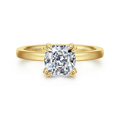 Paula - 14K Yellow Gold Cushion Cut Diamond Engagement Ring