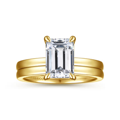 Paula - 14K Yellow Gold Emerald Cut Diamond Engagement Ring