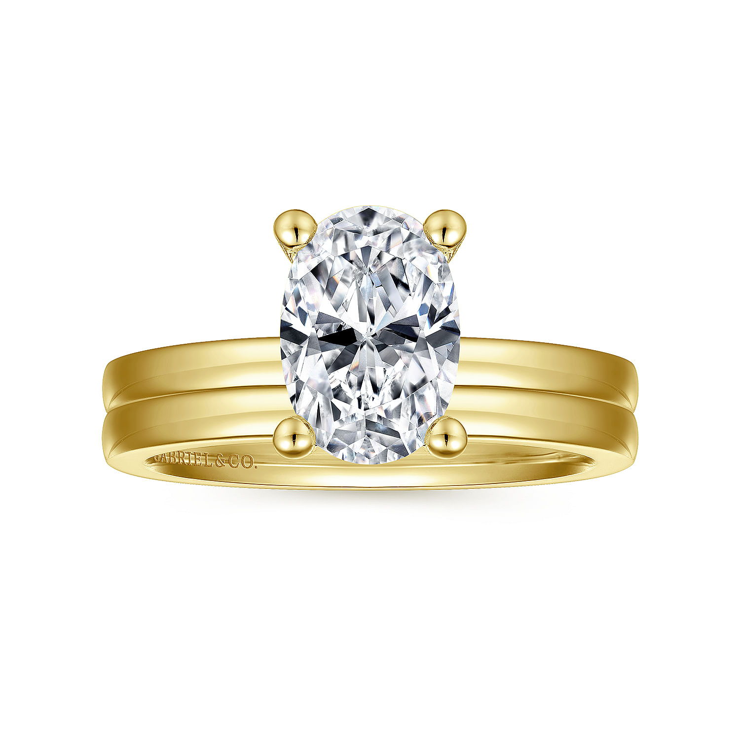 Paula - 14K Yellow Gold Oval Diamond Engagement Ring - Shot 4