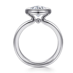 Pauline - 14K White Gold Bezel Set Oval Diamond Engagement Ring
