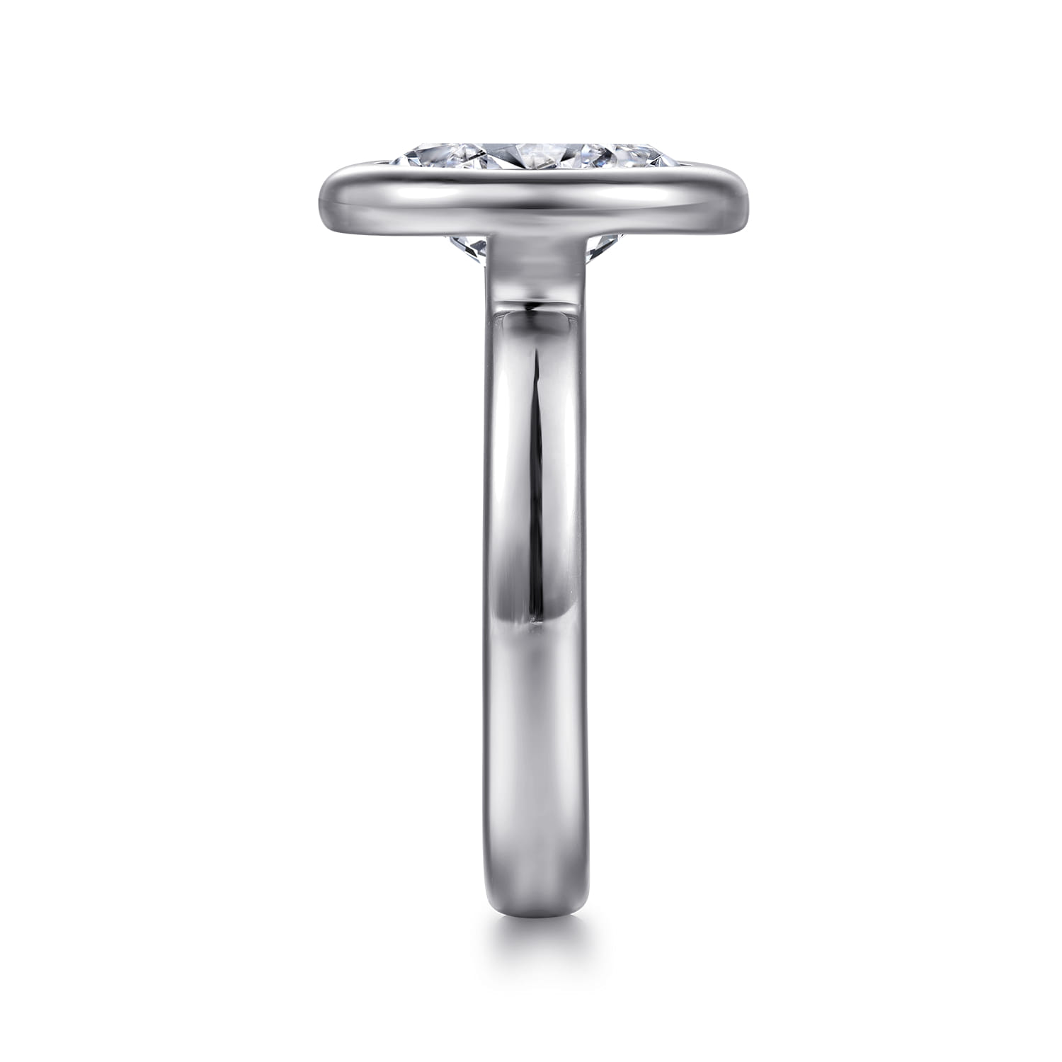 Pauline - 14K White Gold Bezel Set Oval Diamond Engagement Ring