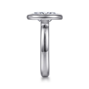 Pauline - 14K White Gold Bezel Set Oval Diamond Engagement Ring