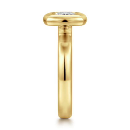 Pauline - 14K Yellow Gold Bezel Set Cushion Cut Diamond Engagement Ring