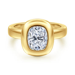 Pauline - 14K Yellow Gold Bezel Set Elongated Cushion Diamond Engagement Ring