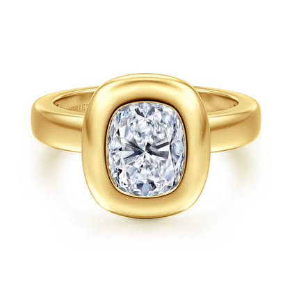 Pauline - 14K Yellow Gold Bezel Set Elongated Cushion Diamond Engagement Ring