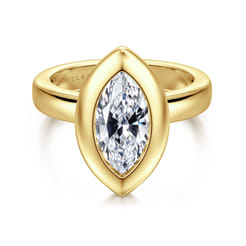 Pauline - 14K Yellow Gold Bezel Set Marquise Shape Diamond Engagement Ring