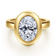 Pauline - 14K Yellow Gold Bezel Set Oval Diamond Engagement Ring