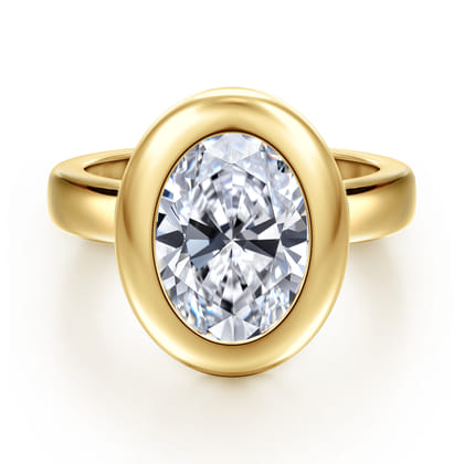 Pauline - 14K Yellow Gold Bezel Set Oval Diamond Engagement Ring