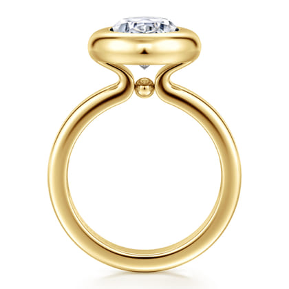 Pauline - 14K Yellow Gold Bezel Set Oval Diamond Engagement Ring