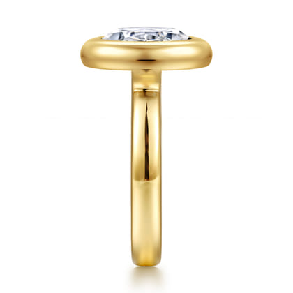 Pauline - 14K Yellow Gold Bezel Set Oval Diamond Engagement Ring