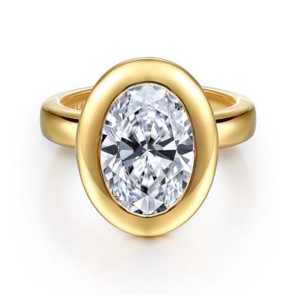 Pauline - 14K Yellow Gold Bezel Set Oval Diamond Engagement Ring
