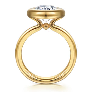 Pauline - 14K Yellow Gold Bezel Set Oval Diamond Engagement Ring