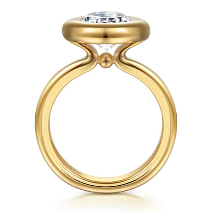 Pauline - 14K Yellow Gold Bezel Set Oval Diamond Engagement Ring