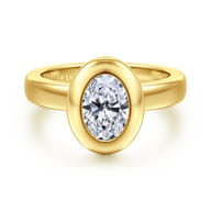 Pauline - 14K Yellow Gold Bezel Set Oval Diamond Engagement Ring
