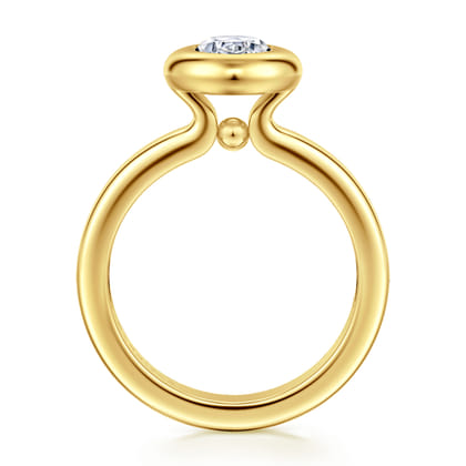 Pauline - 14K Yellow Gold Bezel Set Oval Diamond Engagement Ring