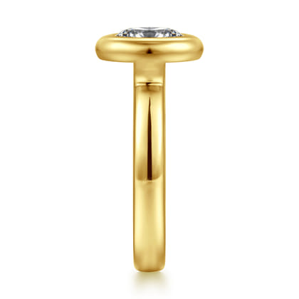 Pauline - 14K Yellow Gold Bezel Set Oval Diamond Engagement Ring