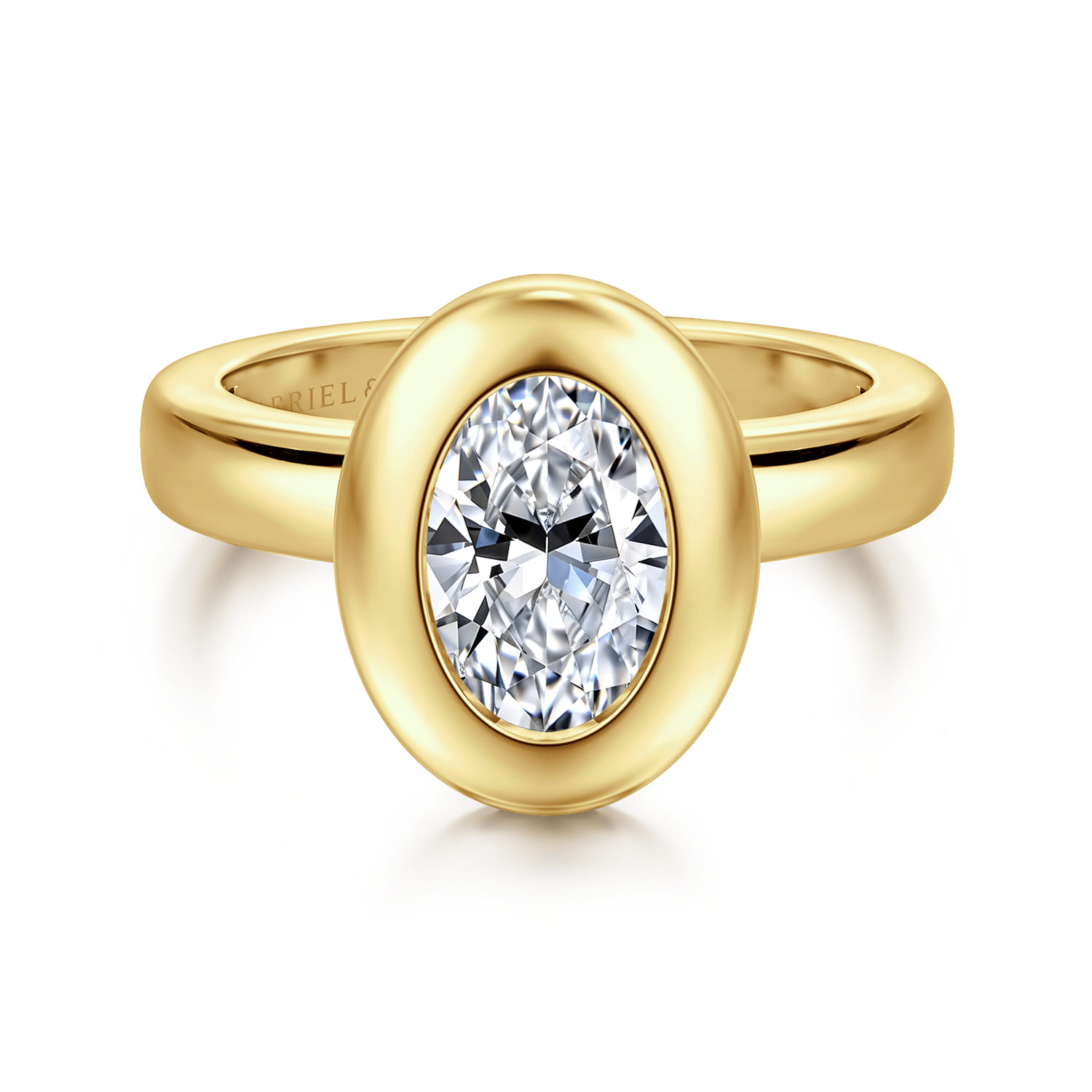 Pauline - 14K Yellow Gold Bezel Set Oval Diamond Engagement Ring