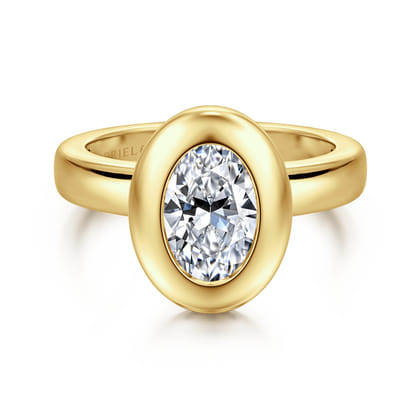 Pauline - 14K Yellow Gold Bezel Set Oval Diamond Engagement Ring