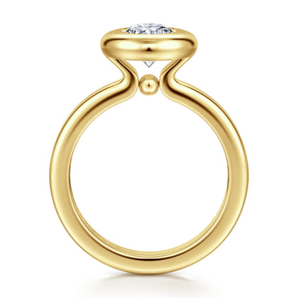 Pauline - 14K Yellow Gold Bezel Set Oval Diamond Engagement Ring