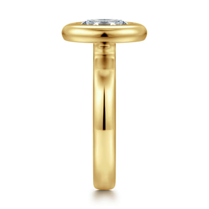 Pauline - 14K Yellow Gold Bezel Set Oval Diamond Engagement Ring