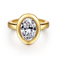 Pauline - 14K Yellow Gold Bezel Set Oval Diamond Engagement Ring
