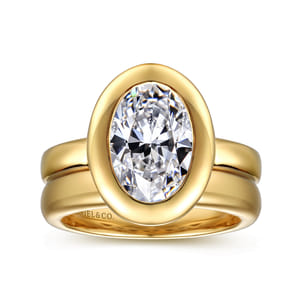 Pauline - 14K Yellow Gold Bezel Set Oval Diamond Engagement Ring