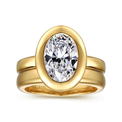 Pauline - 14K Yellow Gold Bezel Set Oval Diamond Engagement Ring