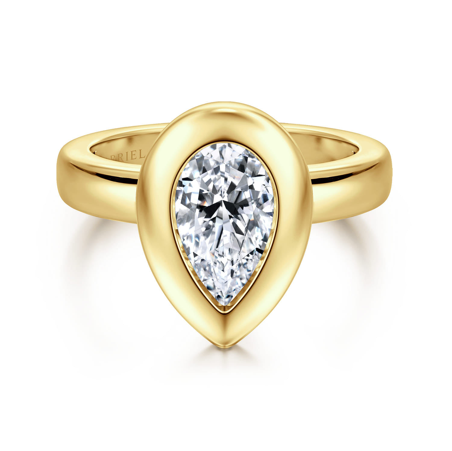 Pauline - 14K Yellow Gold Bezel Set Pear Shape Diamond Engagement Ring