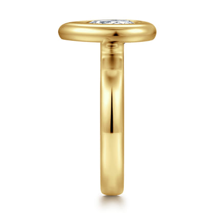 Pauline - 14K Yellow Gold Bezel Set Pear Shape Diamond Engagement Ring