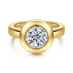 Pauline - 14K Yellow Gold Bezel Set Round Diamond Engagement Ring