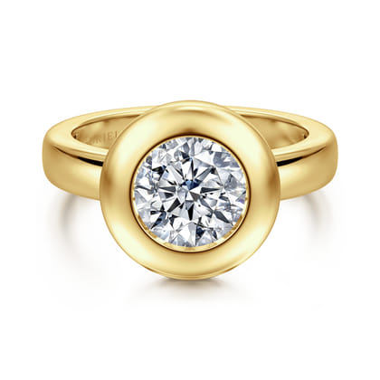 Pauline - 14K Yellow Gold Bezel Set Round Diamond Engagement Ring