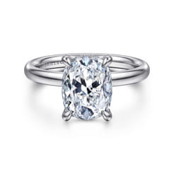 Peace - 14K White Gold Elongated Cushion Hidden Halo Diamond Engagement Ring