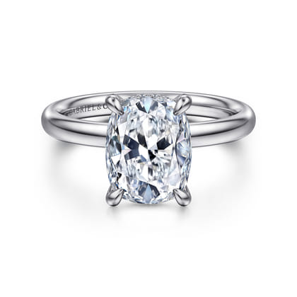 Peace - 14K White Gold Elongated Cushion Hidden Halo Diamond Engagement Ring