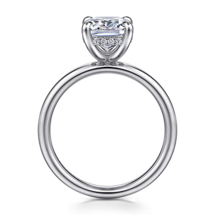 Peace - 14K White Gold Elongated Cushion Hidden Halo Diamond Engagement Ring