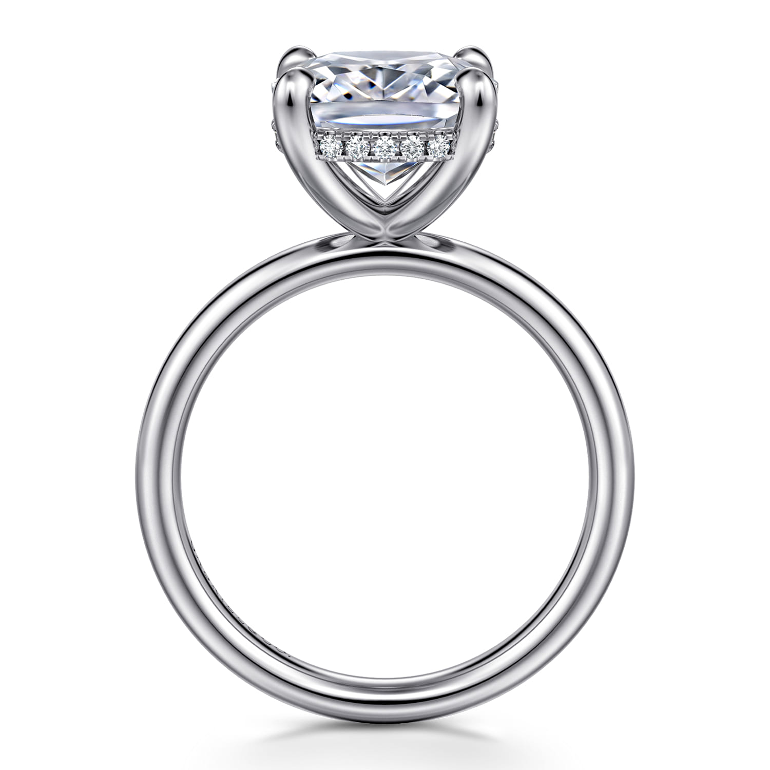 Peace - 14K White Gold Elongated Cushion Hidden Halo Diamond Engagement Ring