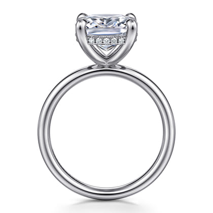 Peace - 14K White Gold Elongated Cushion Hidden Halo Diamond Engagement Ring