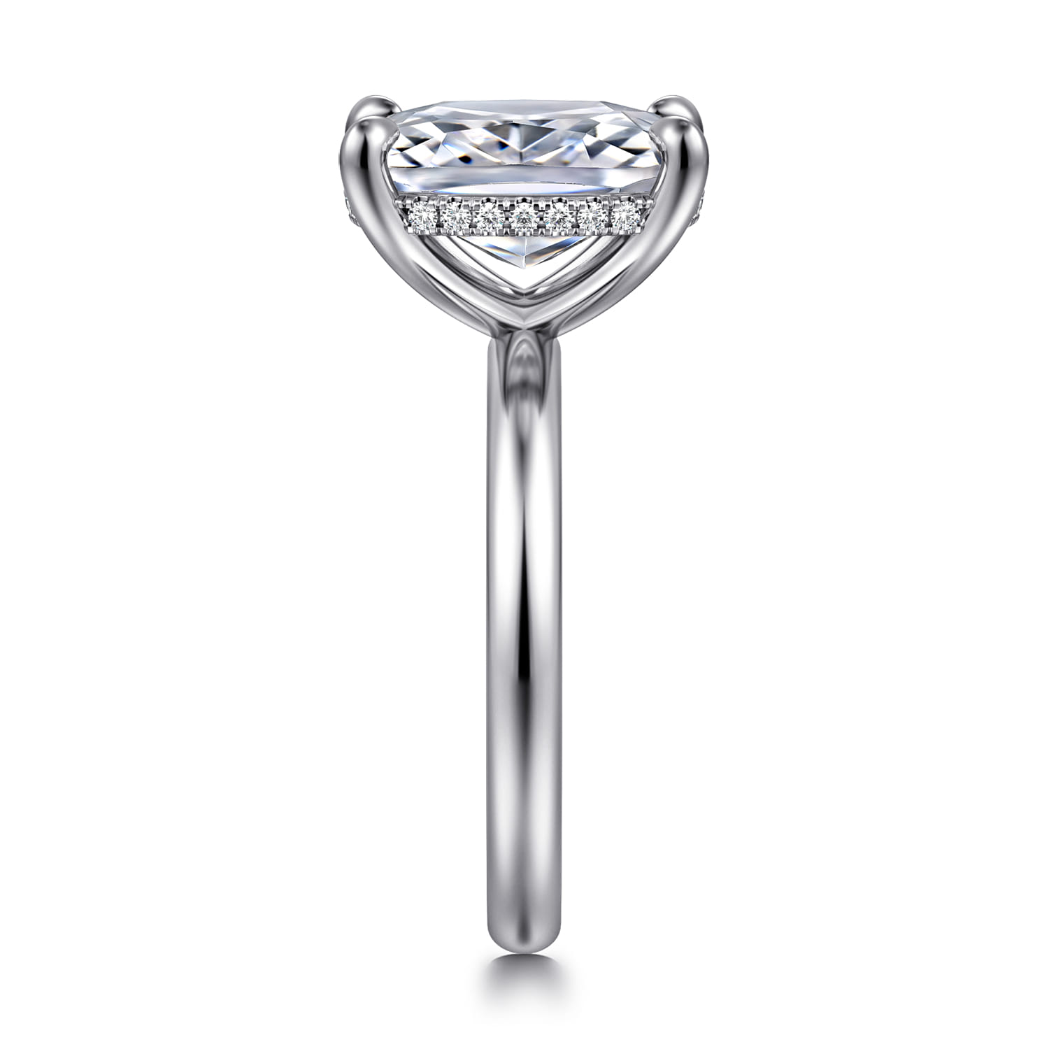 Peace - 14K White Gold Elongated Cushion Hidden Halo Diamond Engagement Ring