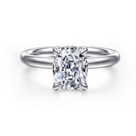 Peace - 14K White Gold Elongated Cushion Hidden Halo Diamond Engagement Ring