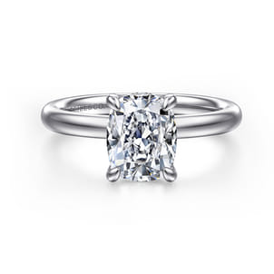 Peace - 14K White Gold Elongated Cushion Hidden Halo Diamond Engagement Ring