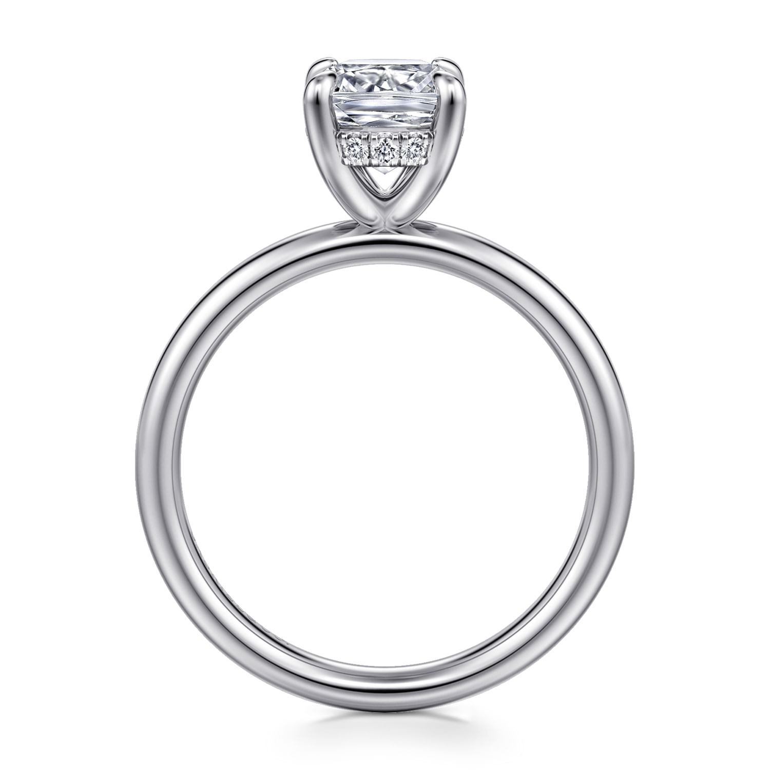 Peace - 14K White Gold Elongated Cushion Hidden Halo Diamond Engagement Ring